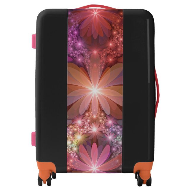 Bed Of Flowers Colorful Shiny Abstract Fractal Art Luggage (Front)