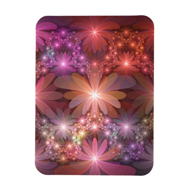 Bed Of Flowers Colorful Shiny Abstract Fractal Art Magnet (Vertical)