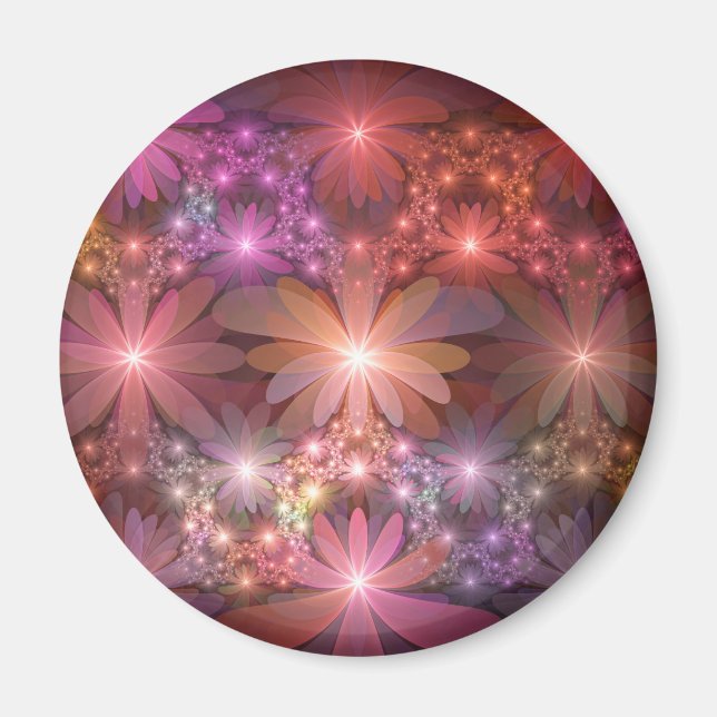 Bed Of Flowers Colorful Shiny Abstract Fractal Art Magnet (Front)