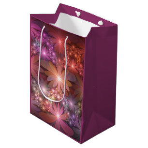 Bed Of Flowers Colorful Shiny Abstract Fractal Art Medium Gift Bag