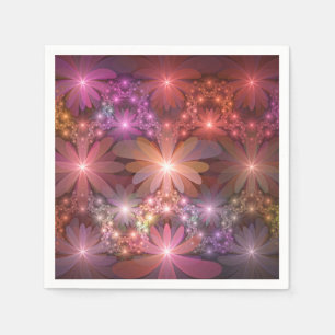 Bed Of Flowers Colorful Shiny Abstract Fractal Art Napkins