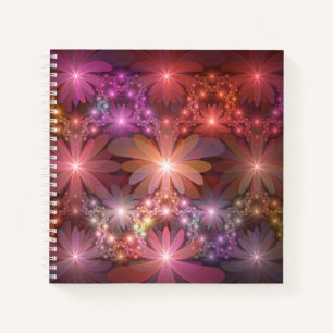 Bed Of Flowers Colorful Shiny Abstract Fractal Art Notebook