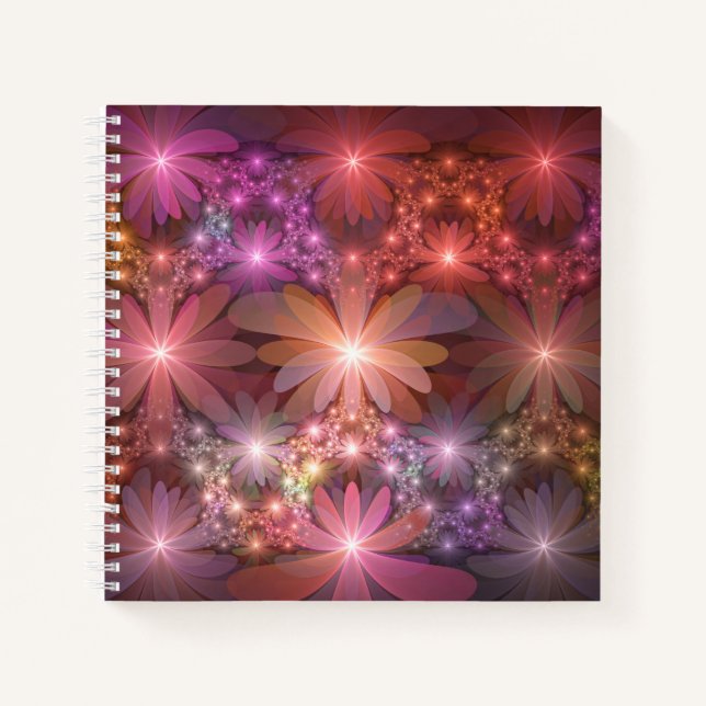 Bed Of Flowers Colorful Shiny Abstract Fractal Art Notebook (Front)