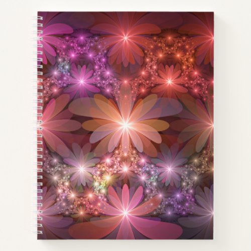 Bed Of Flowers Colorful Shiny Abstract Fractal Art Notebook
