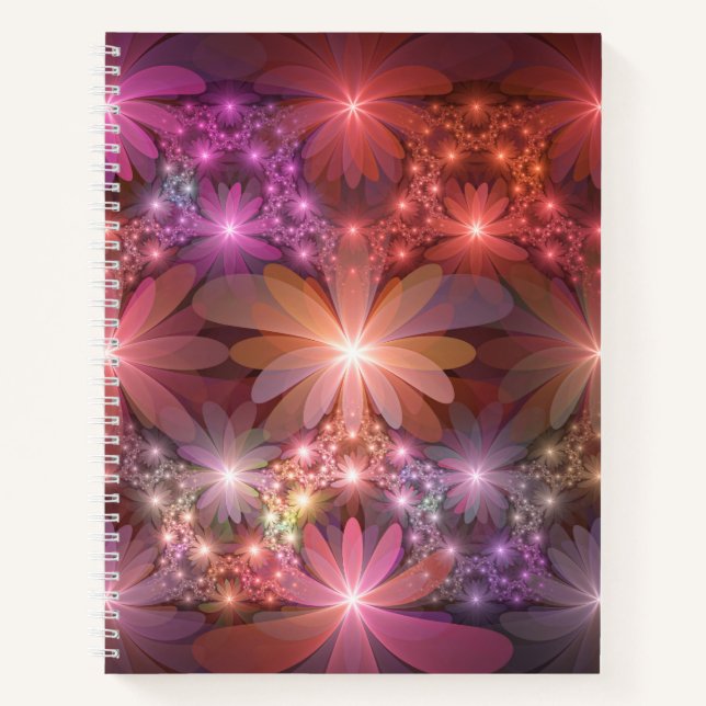 Bed Of Flowers Colorful Shiny Abstract Fractal Art Notebook (Front)