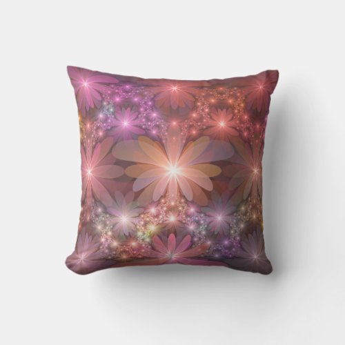 Bed Of Flowers Colorful Shiny Abstract Fractal Art Outdoor Pillow