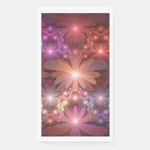 Bed Of Flowers Colorful Shiny Abstract Fractal Art Paper Guest Towels