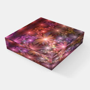 Bed Of Flowers Colorful Shiny Abstract Fractal Art Paperweight