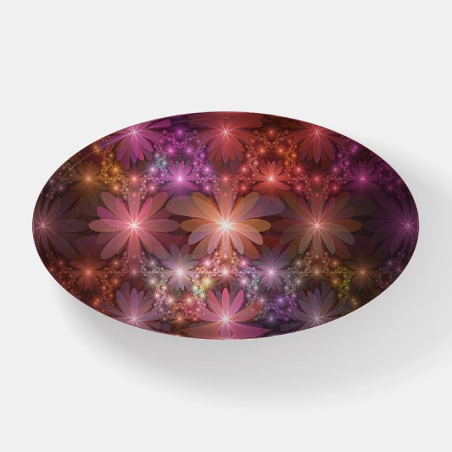 Bed Of Flowers Colorful Shiny Abstract Fractal Art Paperweight (Front)