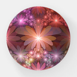 Bed Of Flowers Colorful Shiny Abstract Fractal Art Paperweight