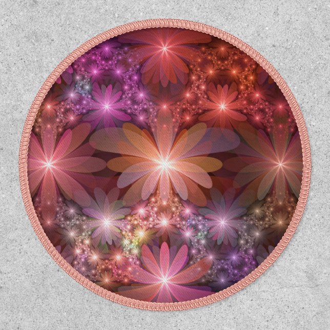 Bed Of Flowers Colorful Shiny Abstract Fractal Art Patch (Front)