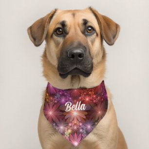 Bed Of Flowers Colorful Shiny Abstract Fractal Art Pet Bandana Collar