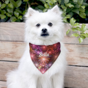 Bed Of Flowers Colorful Shiny Abstract Fractal Art Pet Bandana Collar