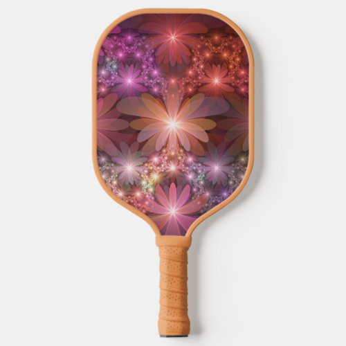 Bed Of Flowers Colorful Shiny Abstract Fractal Art Pickleball Paddle