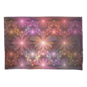 Bed Of Flowers Colorful Shiny Abstract Fractal Art Pillow Case