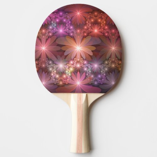 Bed Of Flowers Colorful Shiny Abstract Fractal Art Ping Pong Paddle