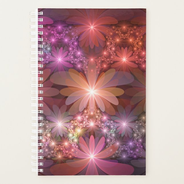 Bed Of Flowers Colorful Shiny Abstract Fractal Art Planner (Front)