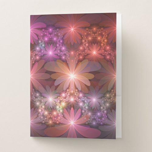 Bed Of Flowers Colorful Shiny Abstract Fractal Art Pocket Folder