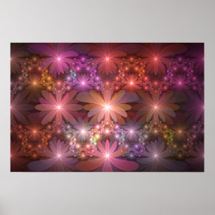 Bed Of Flowers Colorful Shiny Abstract Fractal Art Poster