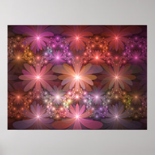 Bed Of Flowers Colorful Shiny Abstract Fractal Art Poster