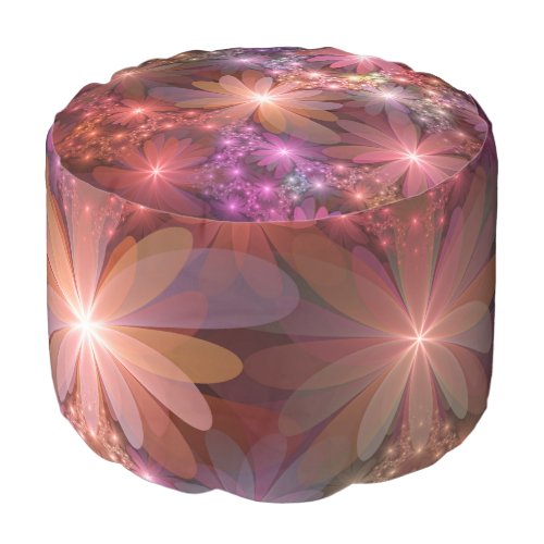 Bed Of Flowers Colorful Shiny Abstract Fractal Art Pouf