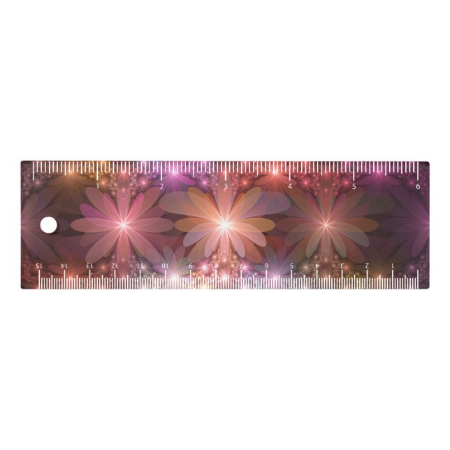 Bed Of Flowers Colorful Shiny Abstract Fractal Art Ruler (Front)
