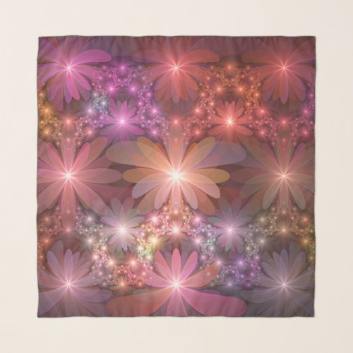 Bed Of Flowers Colorful Shiny Abstract Fractal Art Scarf