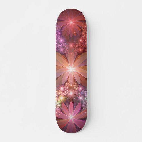 Bed Of Flowers Colorful Shiny Abstract Fractal Art Skateboard