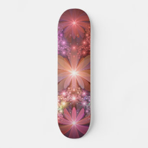 Bed Of Flowers Colorful Shiny Abstract Fractal Art Skateboard