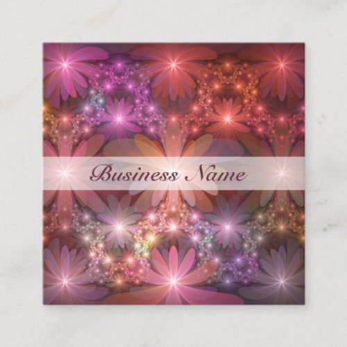 Bed Of Flowers Colorful Shiny Abstract Fractal Art Square Business Card