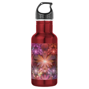 Bed Of Flowers Colorful Shiny Abstract Fractal Art Stainless Steel Water Bottle