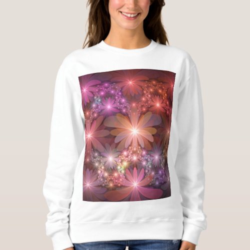 Bed Of Flowers Colorful Shiny Abstract Fractal Art Sweatshirt