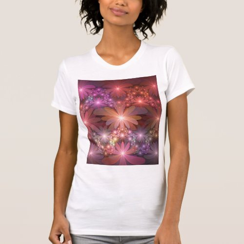 Bed Of Flowers Colorful Shiny Abstract Fractal Art T_Shirt