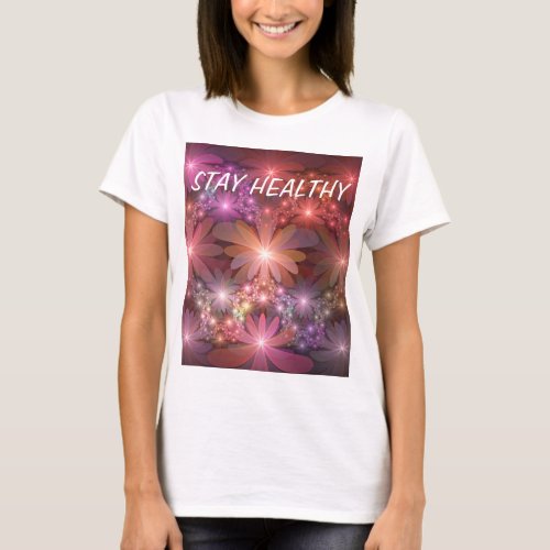 Bed Of Flowers Colorful Shiny Abstract Fractal Art T_Shirt
