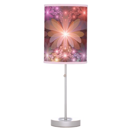 Bed Of Flowers Colorful Shiny Abstract Fractal Art Table Lamp