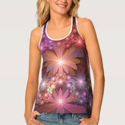 Bed Of Flowers Colorful Shiny Abstract Fractal Art Tank Top