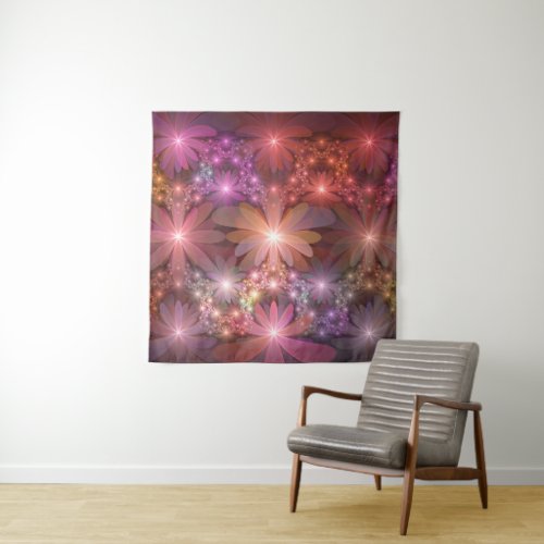 Bed Of Flowers Colorful Shiny Abstract Fractal Art Tapestry