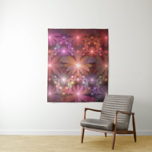 Bed Of Flowers Colorful Shiny Abstract Fractal Art Tapestry