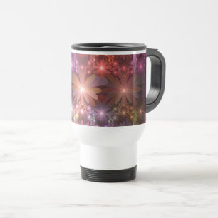 Bed Of Flowers Colorful Shiny Abstract Fractal Art Travel Mug