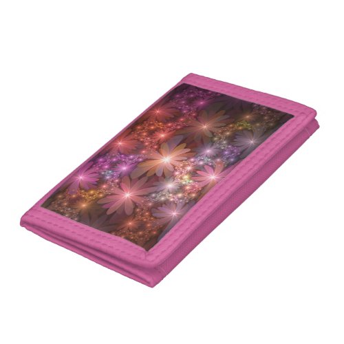 Bed Of Flowers Colorful Shiny Abstract Fractal Art Trifold Wallet