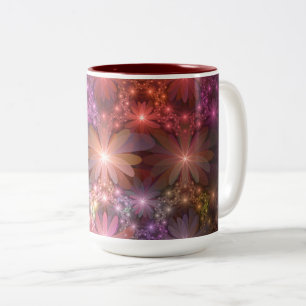 Bed Of Flowers Colorful Shiny Abstract Fractal Art Two-Tone Coffee Mug