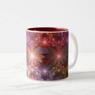 Bed Of Flowers Colorful Shiny Abstract Fractal Art Two-Tone Coffee Mug