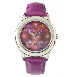 Bed Of Flowers Colorful Shiny Abstract Fractal Art Watch