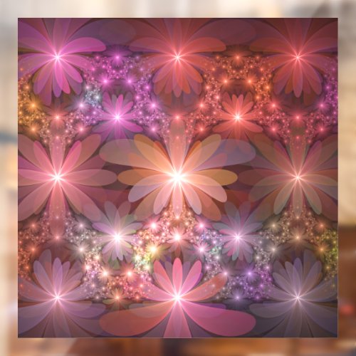 Bed Of Flowers Colorful Shiny Abstract Fractal Art Window Cling