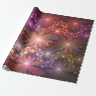 Bed Of Flowers Colorful Shiny Abstract Fractal Art Wrapping Paper