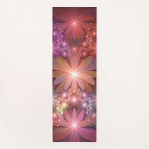 Bed Of Flowers Colorful Shiny Abstract Fractal Art Yoga Mat
