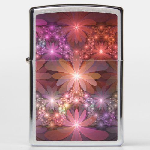 Bed Of Flowers Colorful Shiny Abstract Fractal Art Zippo Lighter