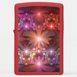Bed Of Flowers Colorful Shiny Abstract Fractal Art Zippo Lighter
