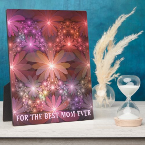 Bed Of Flowers Shiny Abstract Fractal Art Best Mom Plaque