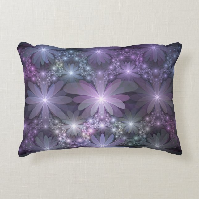 Bed of Flowers Trendy Shiny Abstract Fractal Art Accent Pillow (Front)